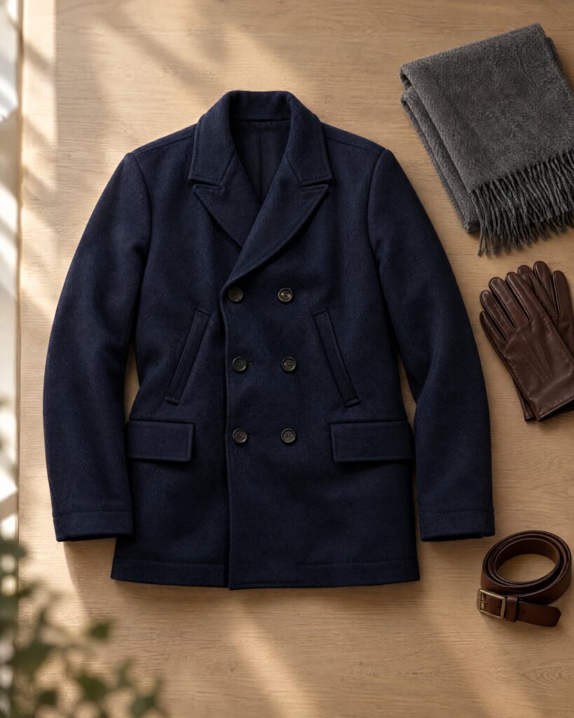 Billy Reid Bond Peacoat in Navy (Skyfall)