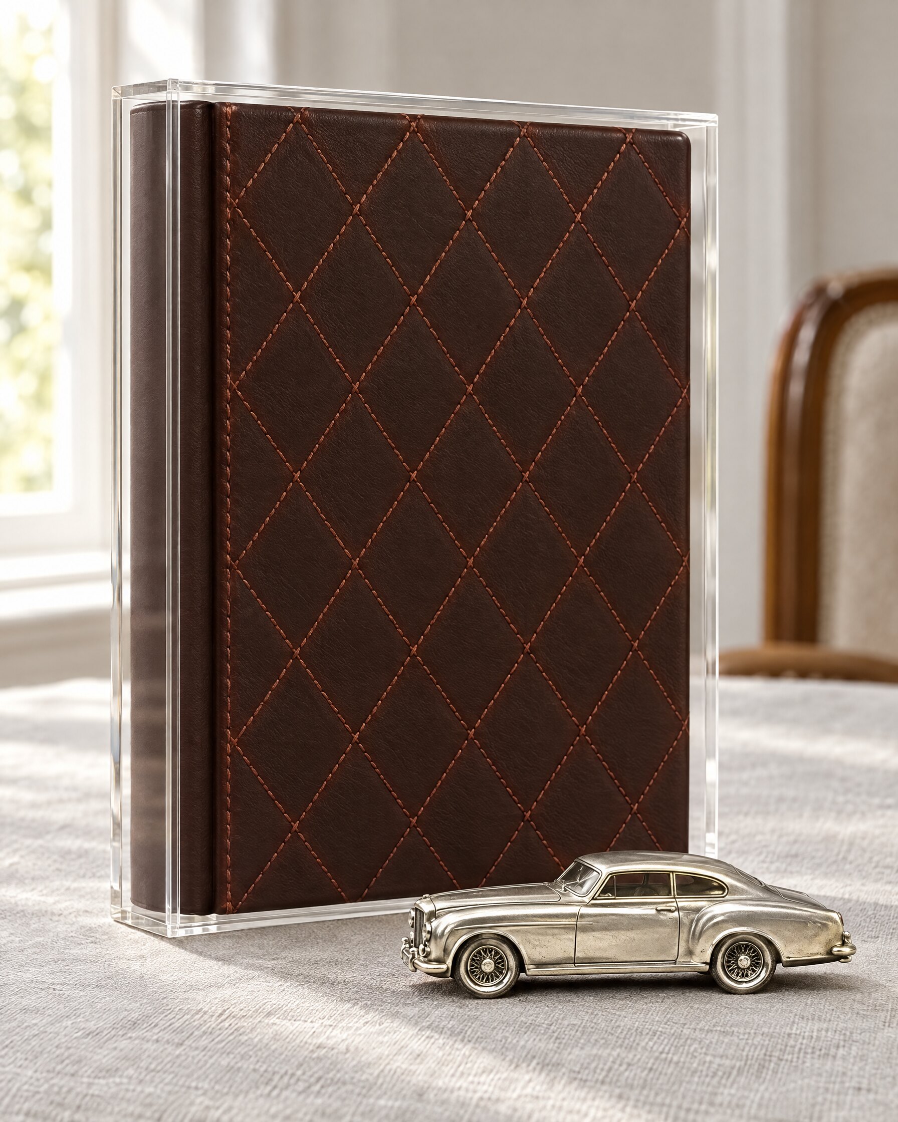 Leather-bound Devil May Care Bentley limited edition with pewter car