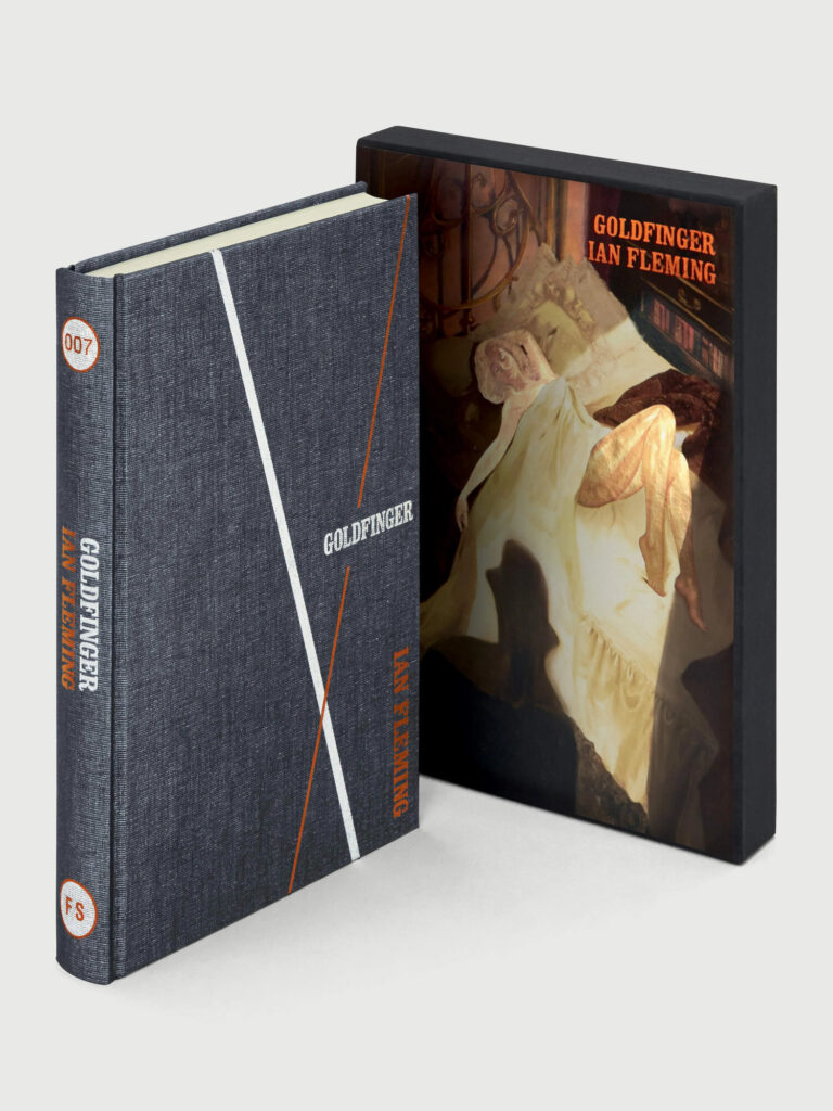 Cloth binding and slipcase corner of the Folio Society Goldfinger