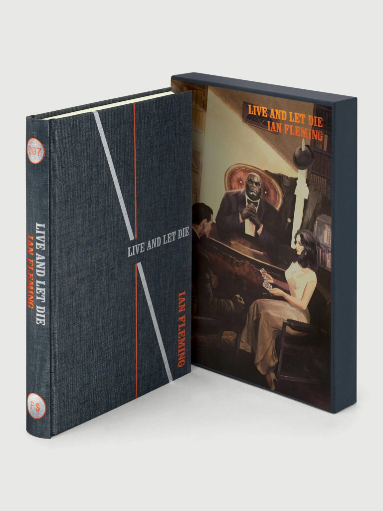 Cloth binding and slipcase corner of the Folio Society Live and Let Die