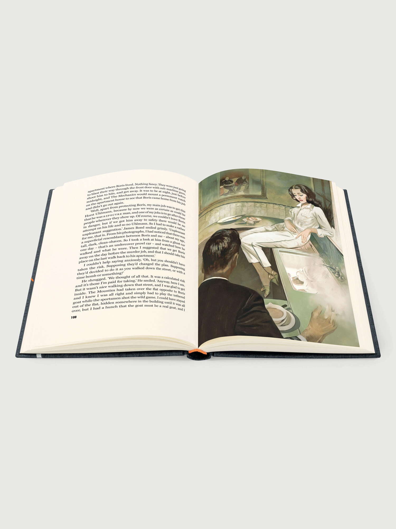 Cloth binding and slipcase corner of the Folio Society The Spy Who Loved Me