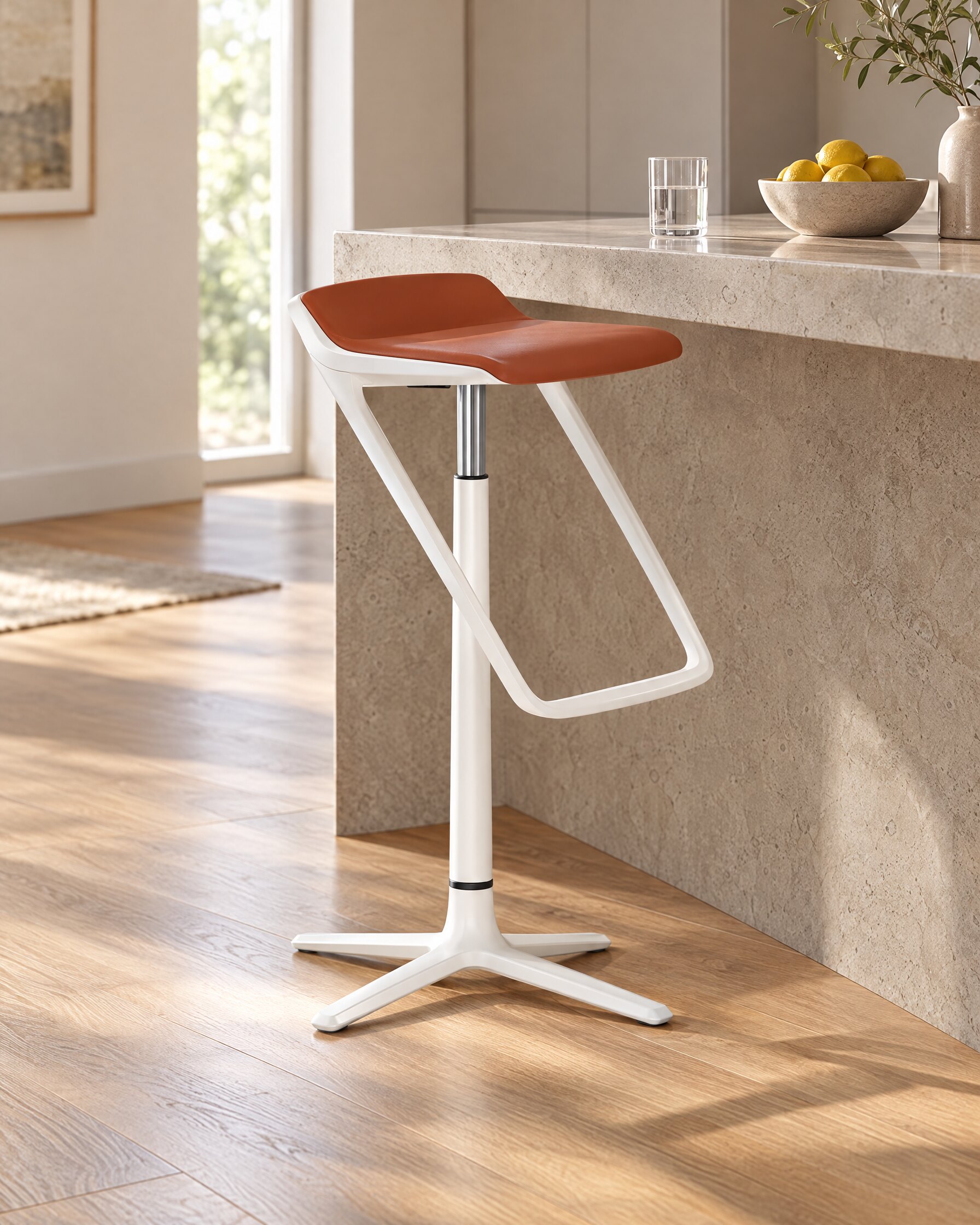 Interstuhl KINETICis5 stool at a stone kitchen counter in morning light