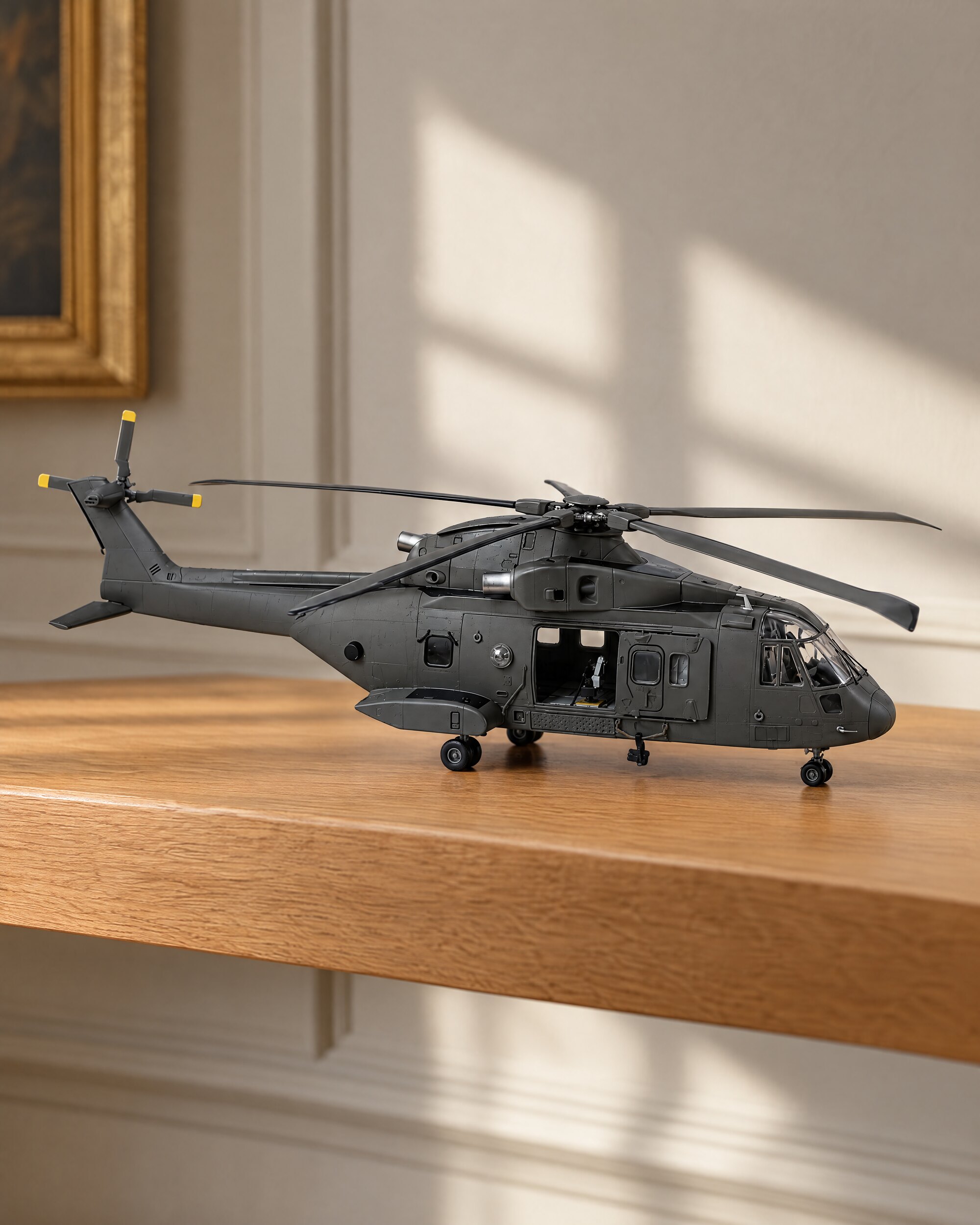 Italeri AW101 Skyfall model kit built in dark grey
