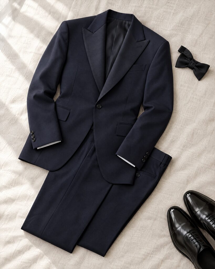 Tom Ford Skyfall dinner suit style: a midnight navy two-piece on linen